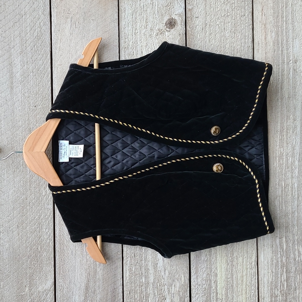 Vintage Hobby Horse Black Velvet Vest Size Small